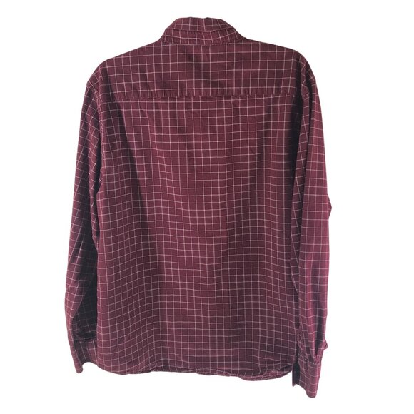 Simply Styled by Sears Mens Button Down Shirt Thick Cotton Plaid Burgundy XL - Picture 2 of 4